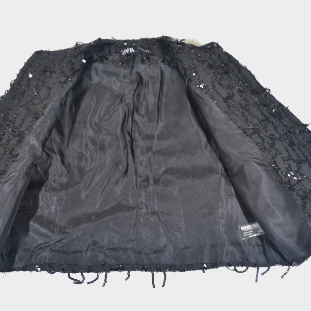 New Zara Sequin Fringe Jacket, Medium - image 7